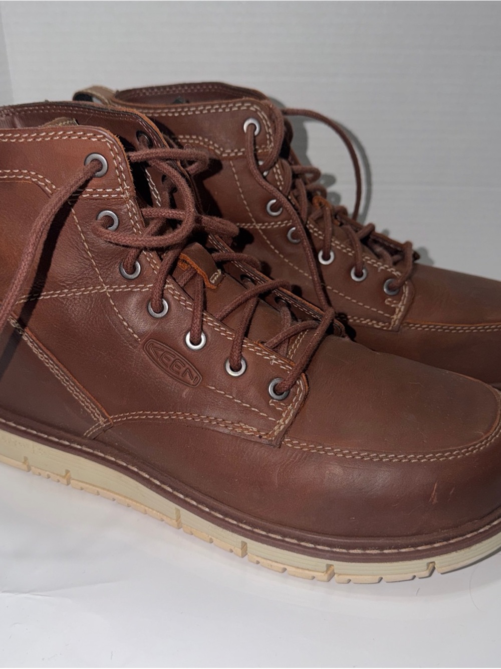 Keen Men's Brown Leather Lace-Up Ankle Boots 9D
